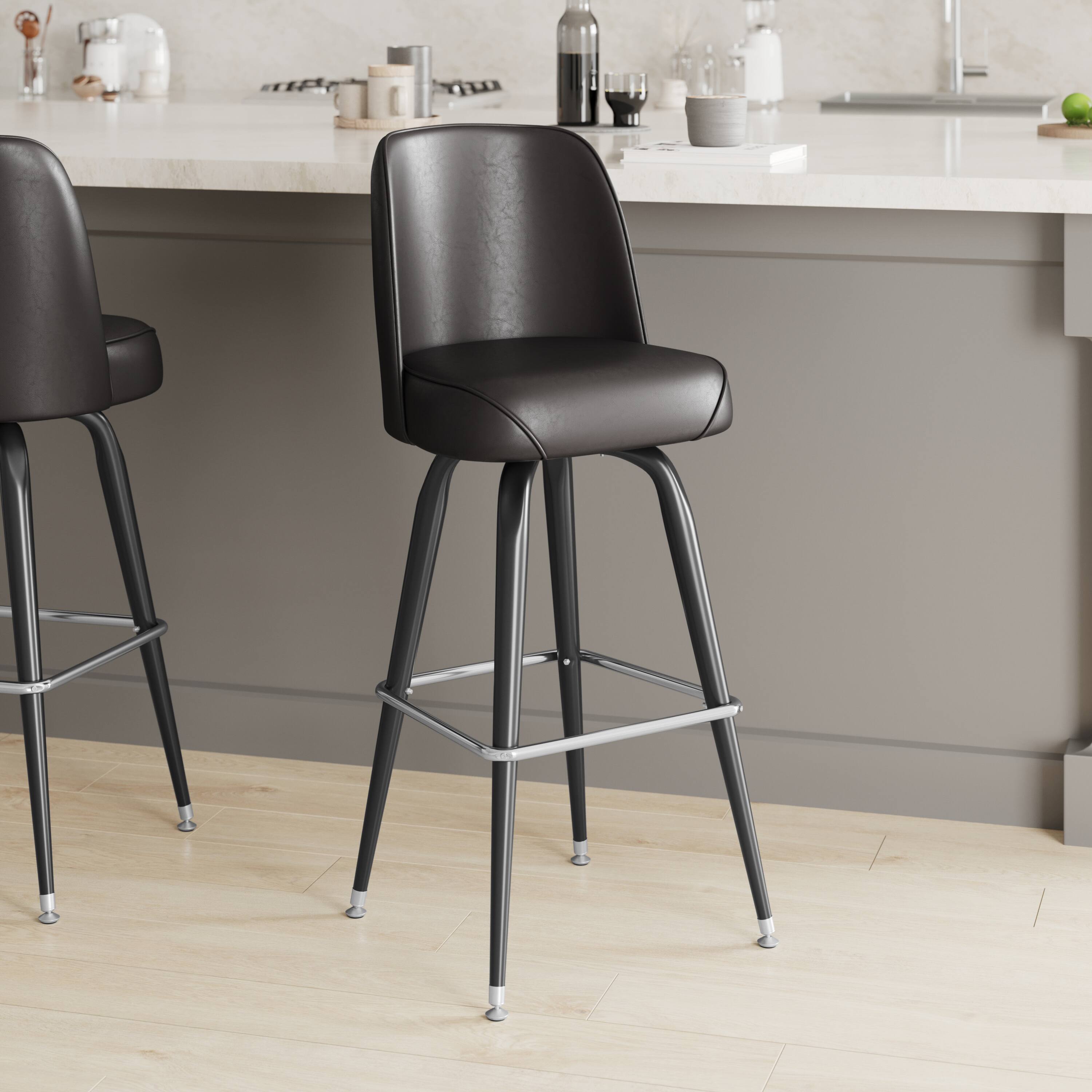 Alt View 1. Emma + Oliver - Metal Barstool with Swivel Bucket Seat - Dark Brown.
