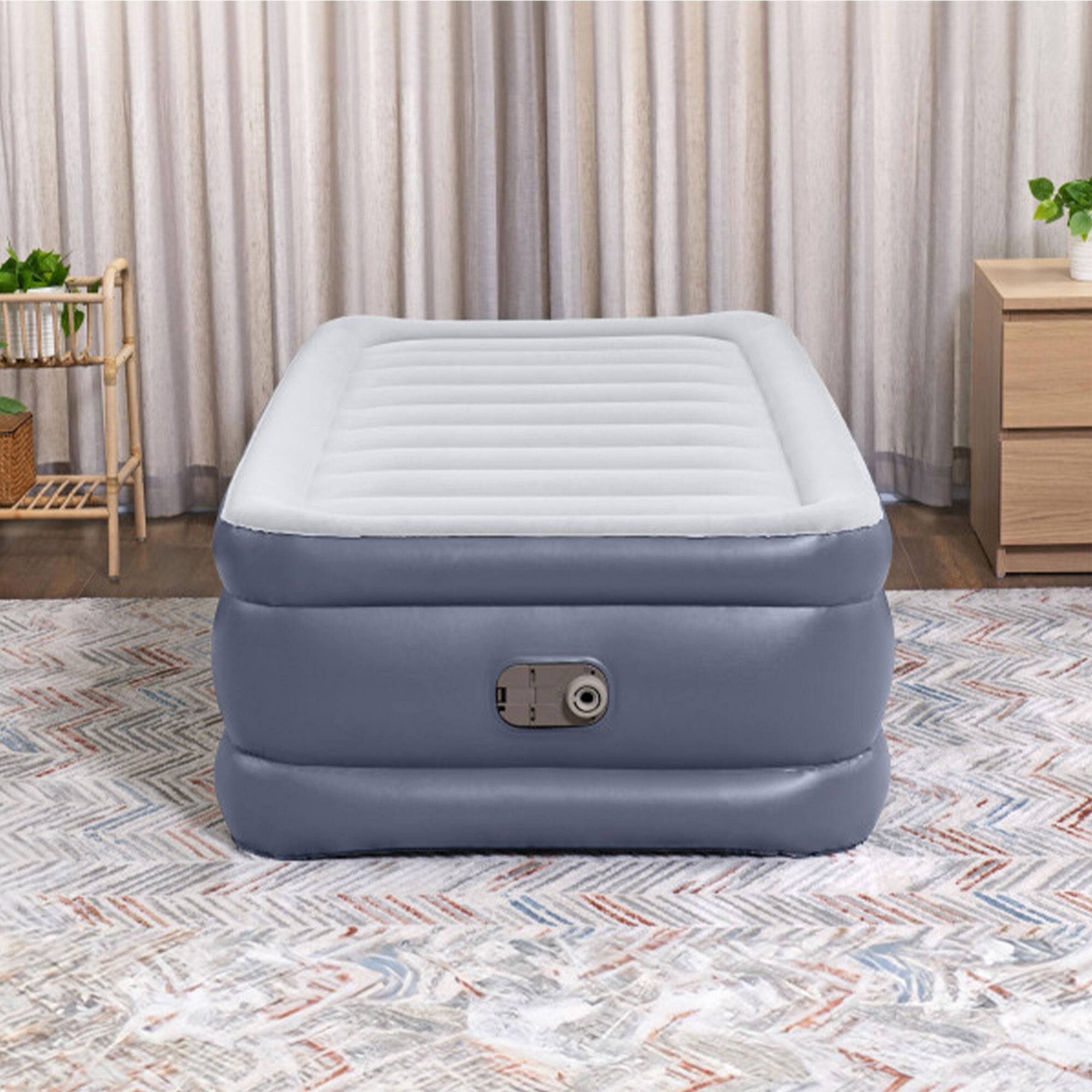 Alt View 2. Bestway - Bestway Tritech Air Mattress Inflatable Twin-Sized Bed with Built-In AC Pump - Gray.