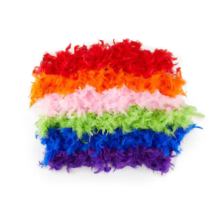 Front. Zink - Colorful Feather Boa Pack - 6 Fluffy Feather Boas for Dress-Up, Party Favors, Photo Booths - Multicolor.