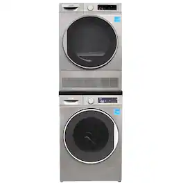 Conserv - LUXE Energy Star Compact Stackable Washer 2.2 cf 110 V+ Electric Dryer 4 Cf Ventless Sensor w/Shelf 220V - Titanium