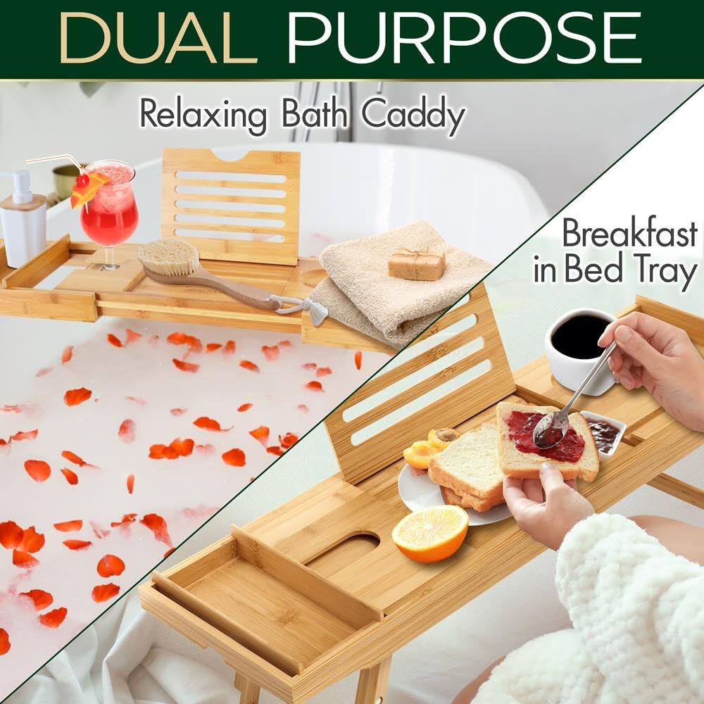 DUAL PURPOSE  
Relaxing Bath Caddy  
Breakfast in Bed Tray