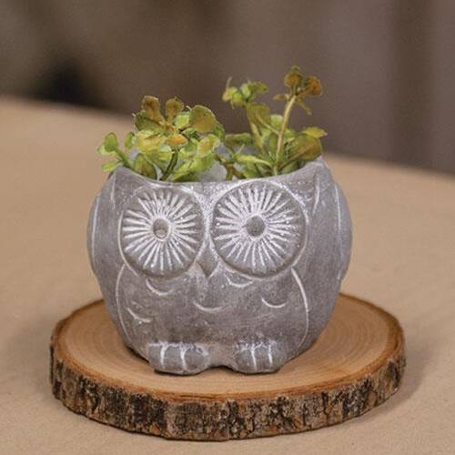 Angle. BreeBe - Owl Resin Planter - Silver.