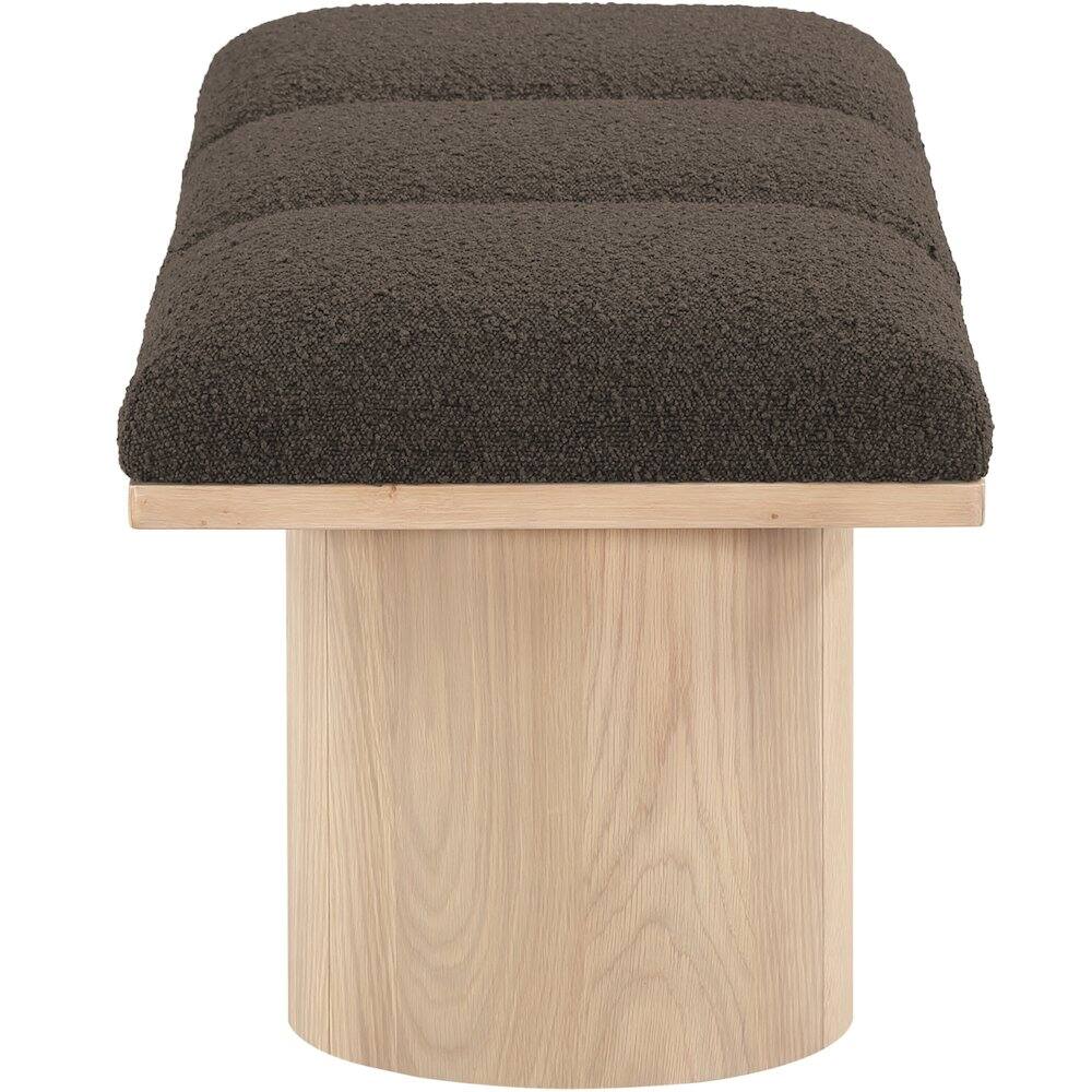 Alt View 2. Meridian Furniture - Pavilion Brown Boucle Fabric Bench - Brown.