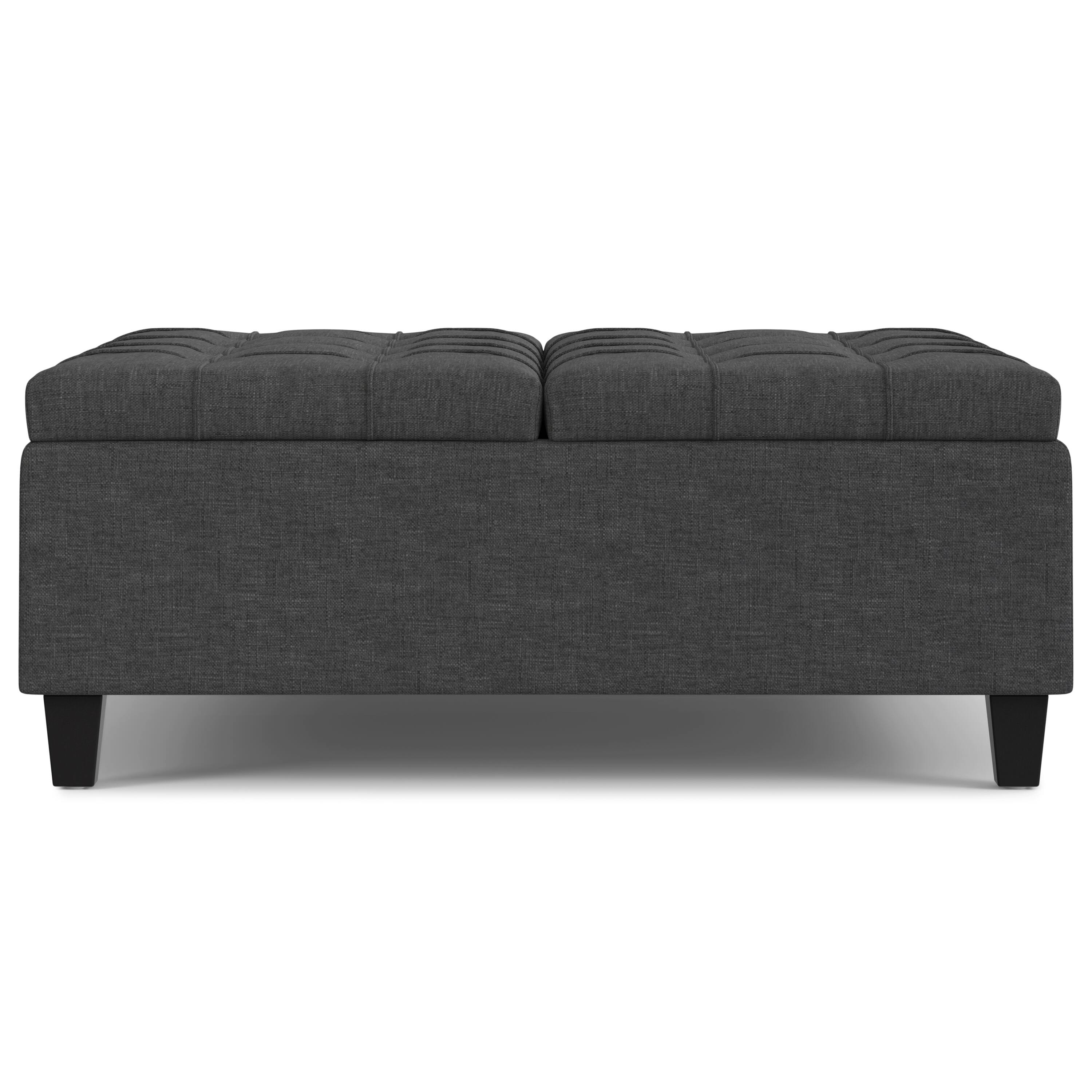 Alt View 12. Simpli Home - Harrison Large Square Coffee Table Storage Ottoman - Slate Grey.