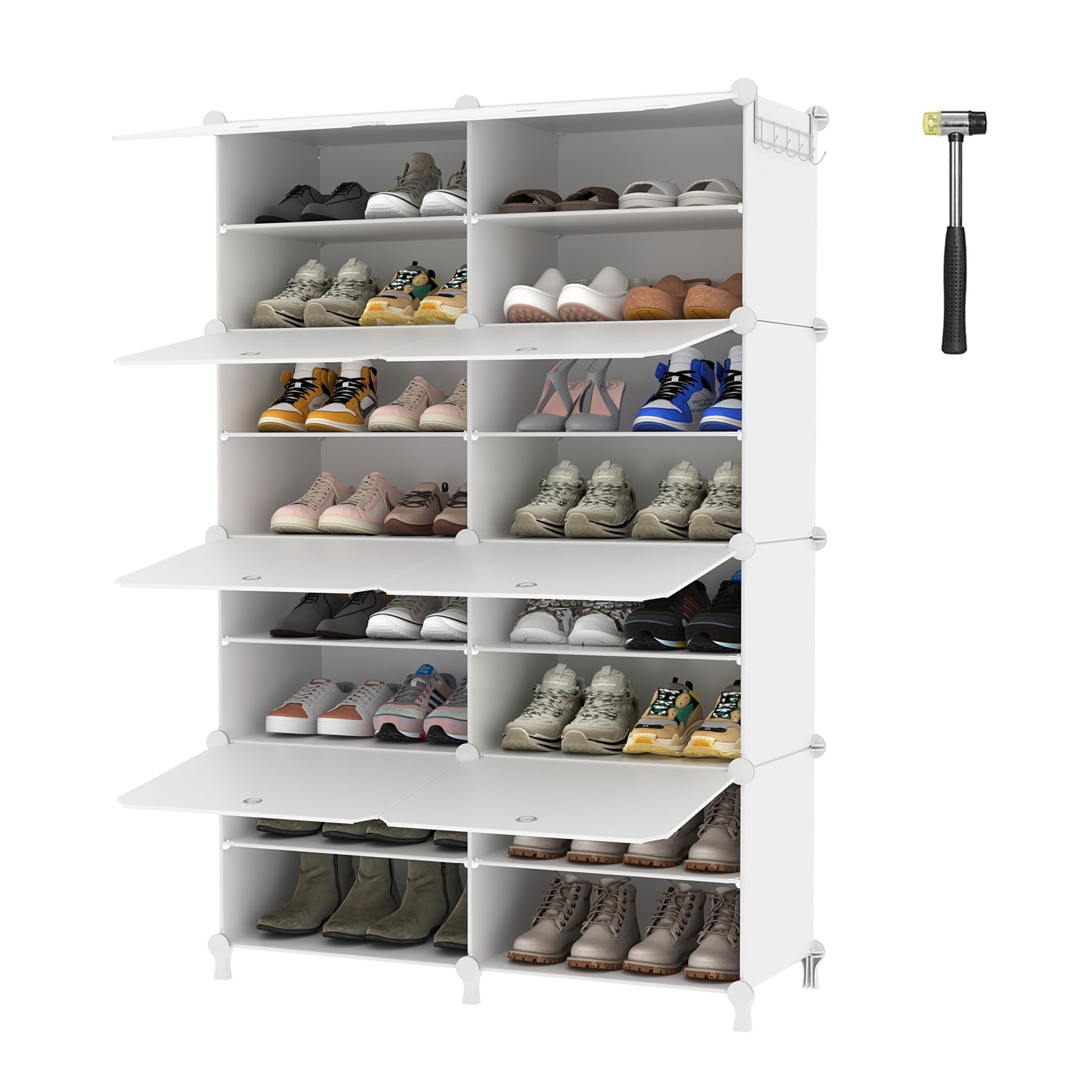 Hanke Shoe Rack Storage Cabinet With Door Organizer Shelves For Closet ...