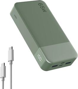 Nobis - 20000mAh 65W USB-C PD Laptop Power Bank with LED Display and 4-Port Fast Charging - Green