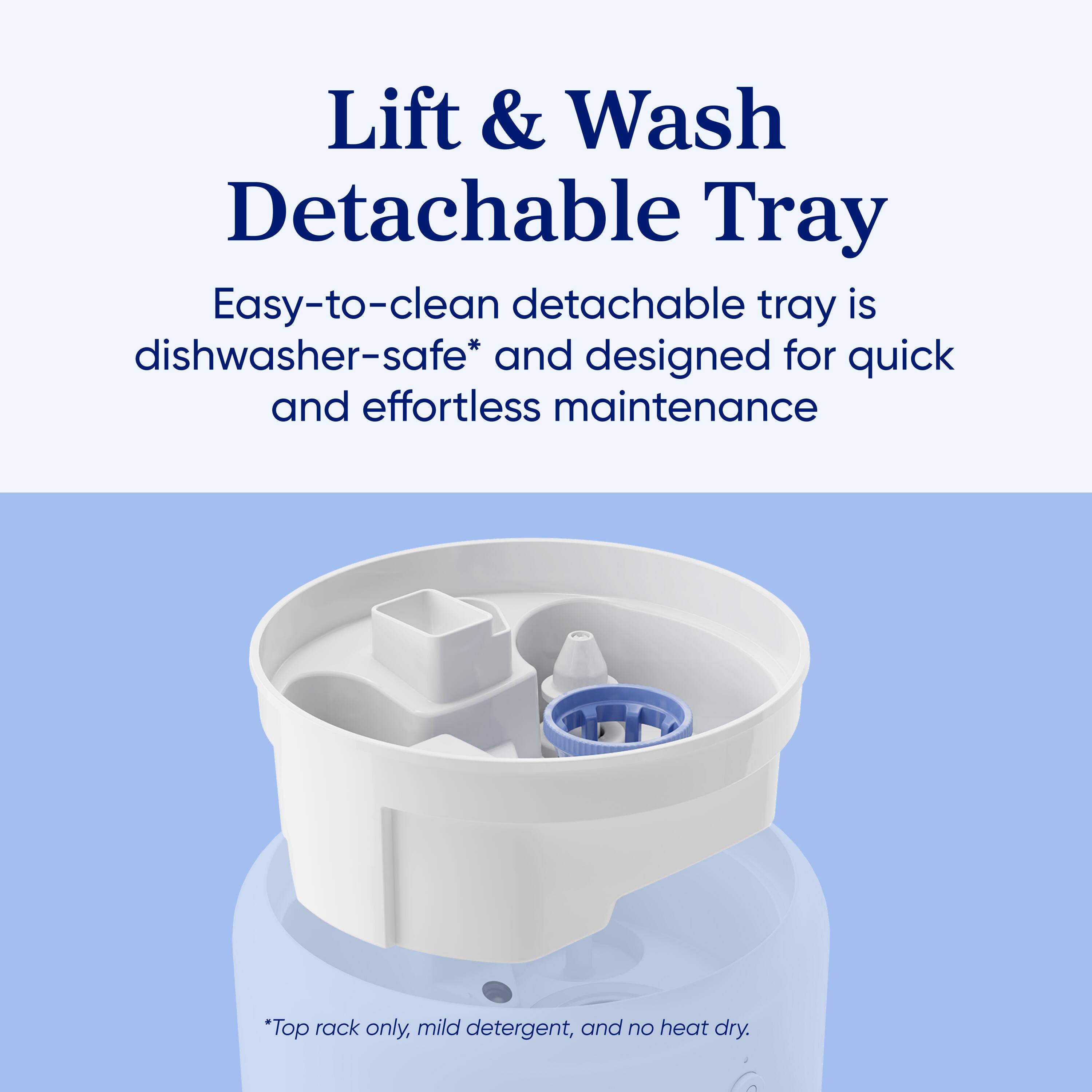 Lift & Wash Detachable Tray

Easy-to-clean detachable tray is dishwasher-safe* and designed for quick and effortless maintenance

*Top rack only, mild detergent, and no heat dry.
