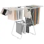 Front. VEVOR - Clothes Drying Rack, 2-Tier Foldable Laundry Dryer Rack with Sock Clips & 21 Drying Rods - White;Gray.