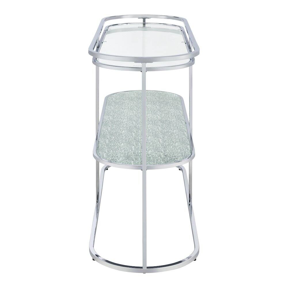 Alt View 2. Furniture of America - Ludington Metal 1-Shelf Sofa Table in Chrome - Silver.