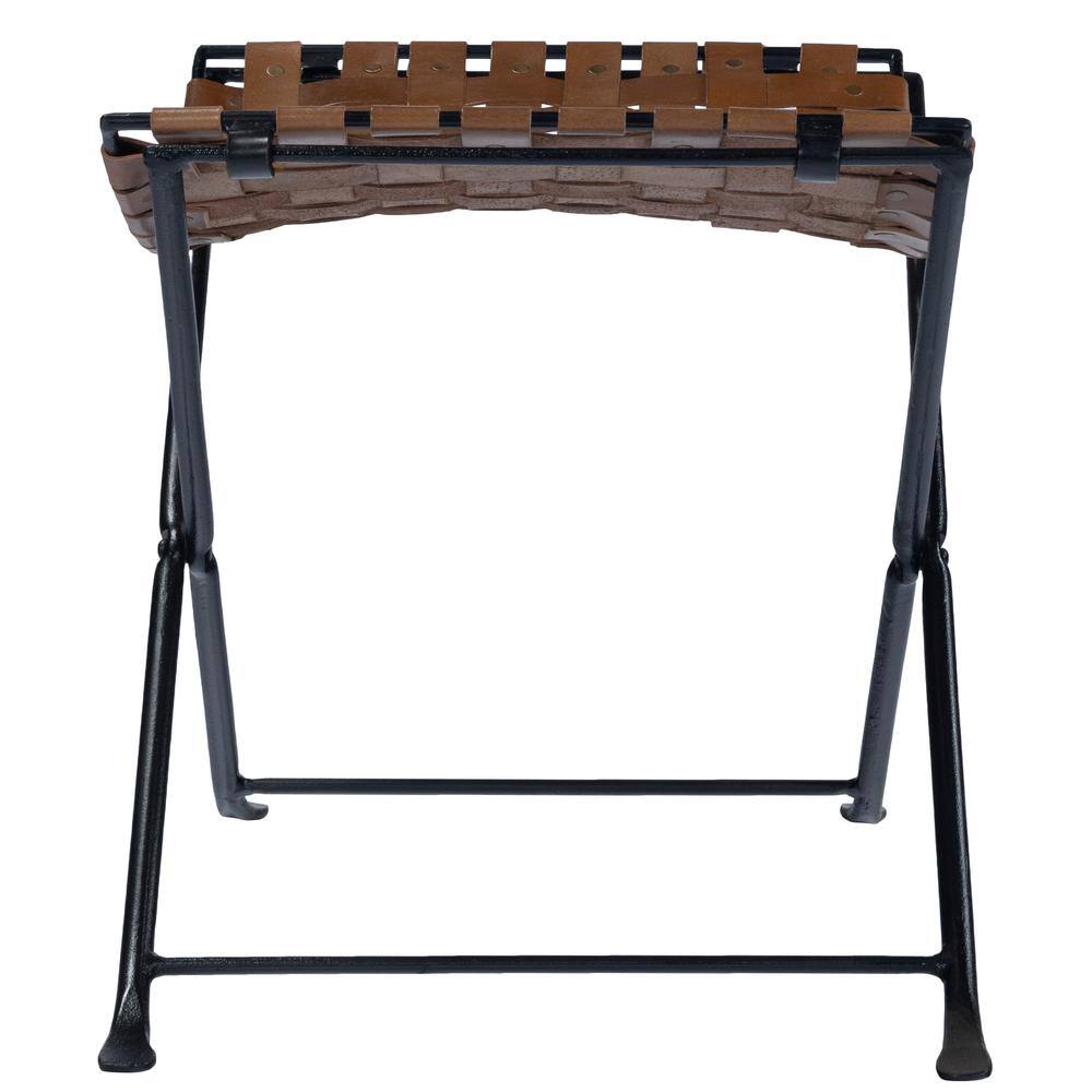 Alt View 1. Butler Specialty - Karma Woven Leather Stool - Medium Brown.