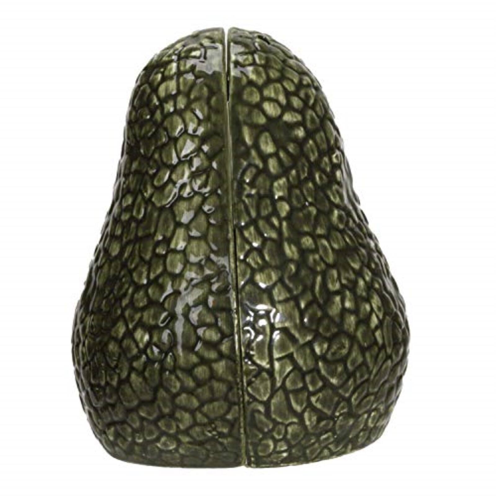 Angle. Pacific Trading - Avocado Ceramic Magnetic Salt and Pepper Shakers Set - Green.