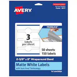 Avery - TrueBlock Wraparound Band Labels, 2-3/8" x 8", 150ct - White