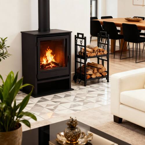 Alt View 10. Winado - 18in Heavy Duty Metal Firewood Log Rack Wood Storage Firewood Holder Indoor / Outdoor - Black.