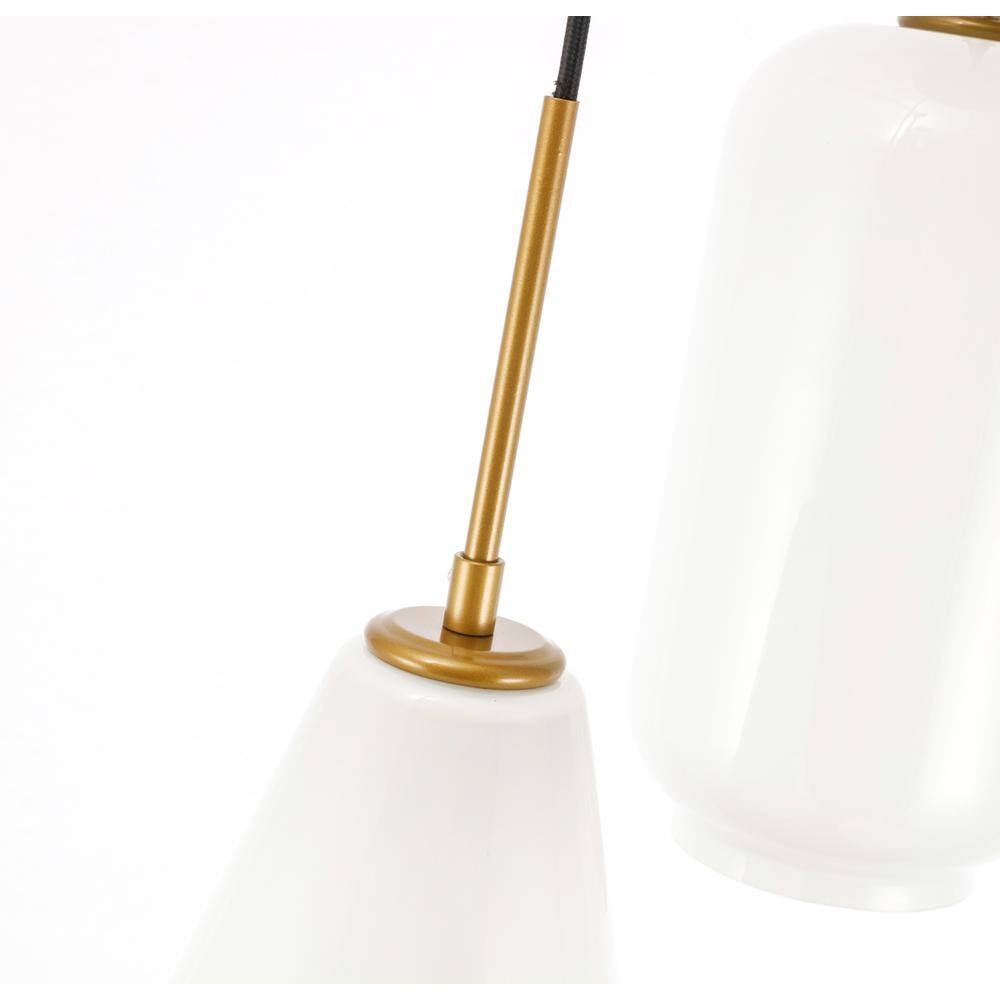 Alt View 8. Living District - Gene 3 light Brass and Frosted white glass pendant - Brass And Frosted White Glass.