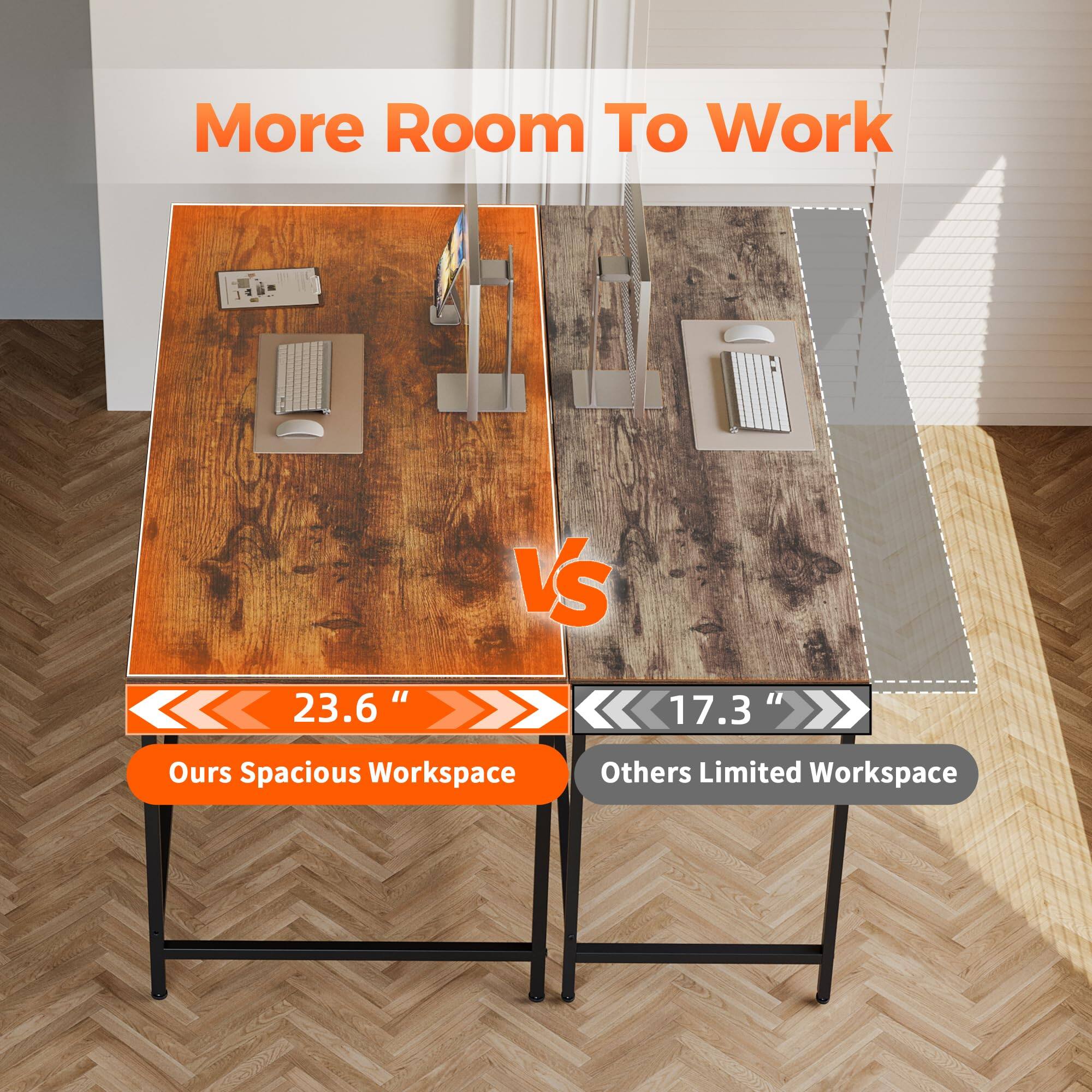 More Room To Work

23.6"  
Ours Spacious Workspace

VS

17.3"  
Others Limited Workspace
