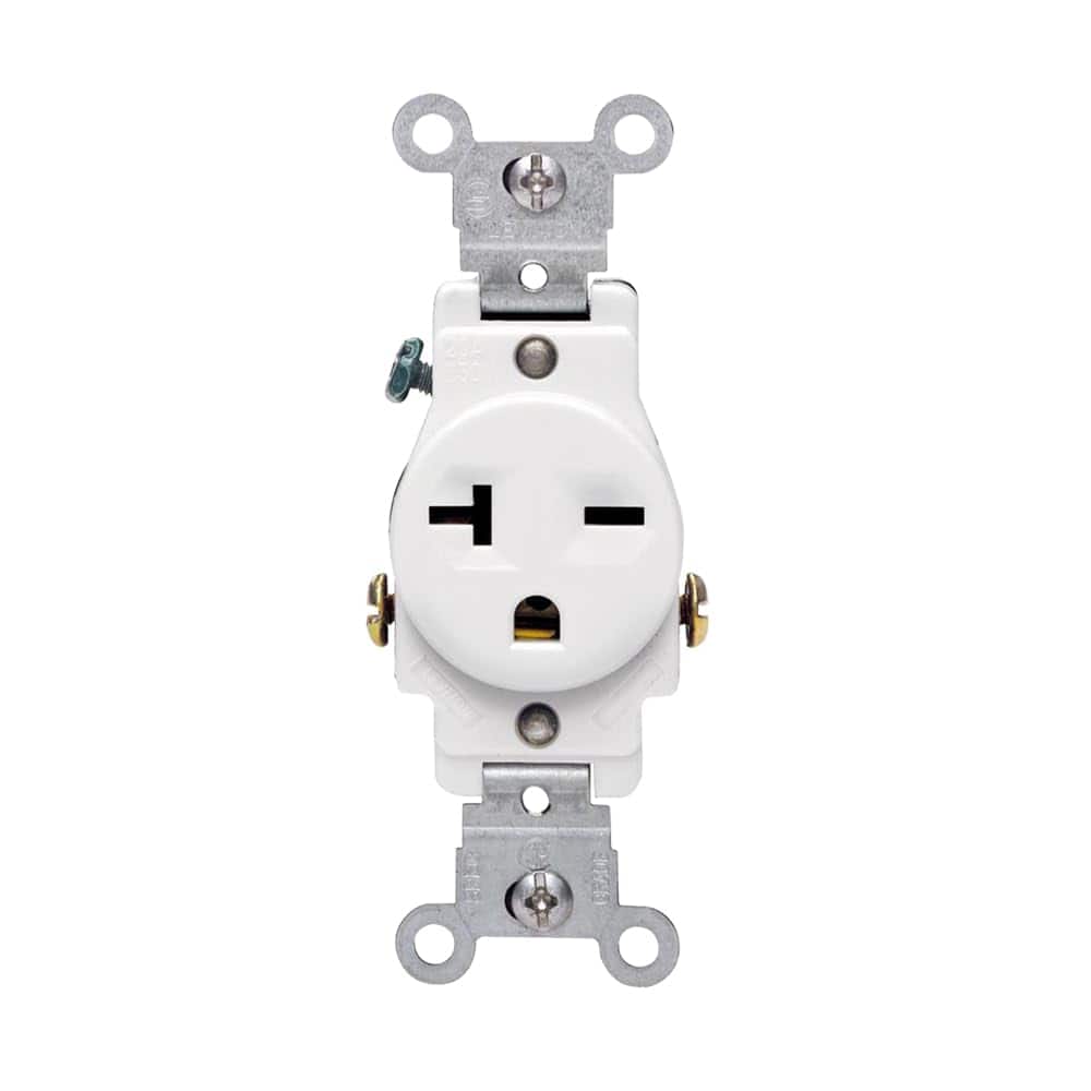 Leviton - Single Receptacle Outlet Commercial Specification Grade 20A 250V NEMA 6-20R 5821-W - White