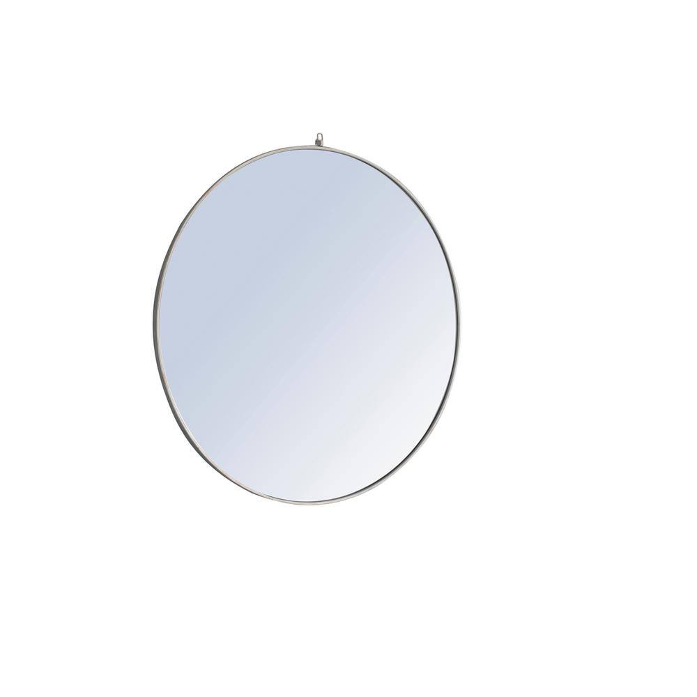 Alt View 5. Elegant Decor - Metal frame Round Mirror with decorative hook 48 inch Silver finish - Silver.