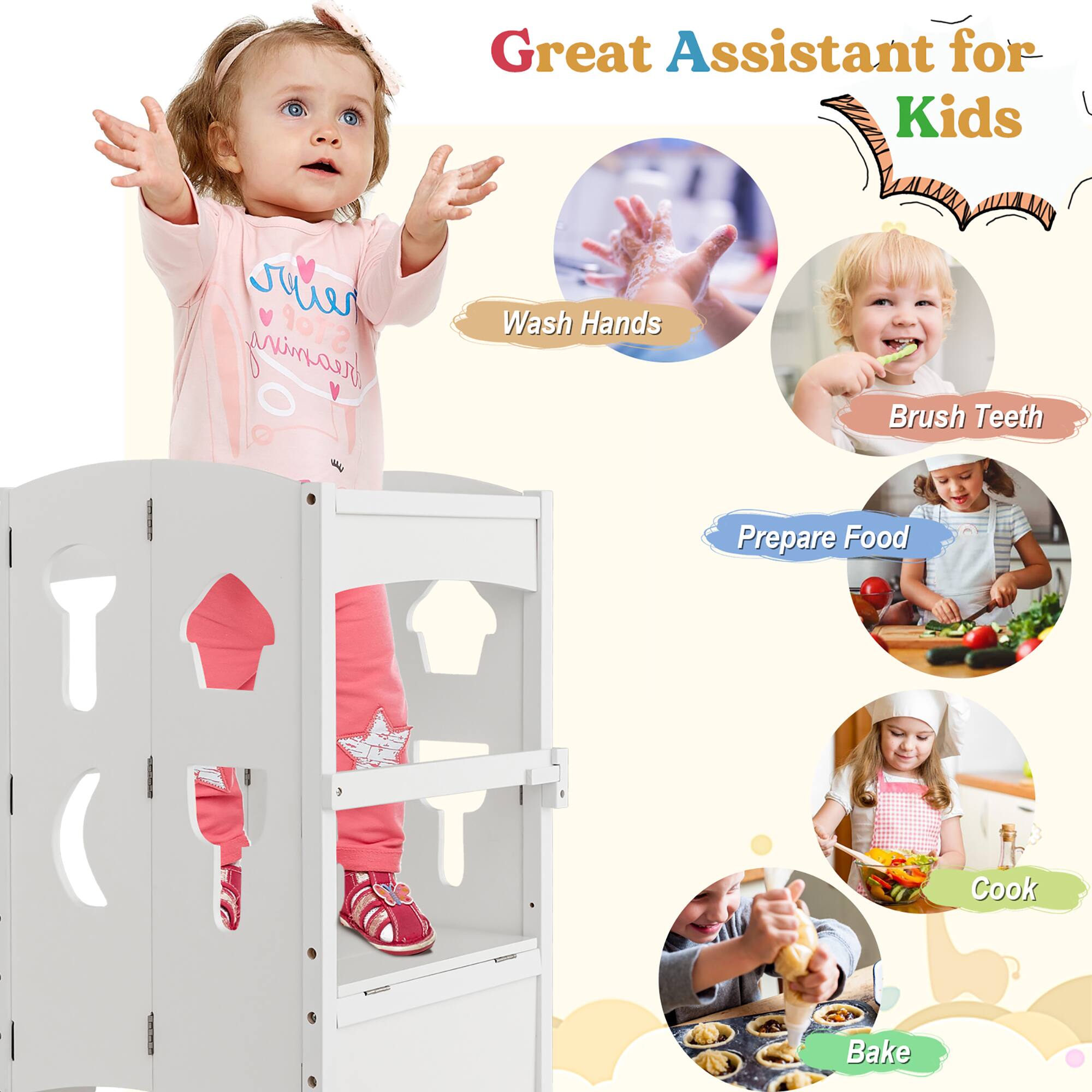 Great Assistant for Kids

- Wash Hands
- Brush Teeth
- Prepare Food
- Cook
- Bake