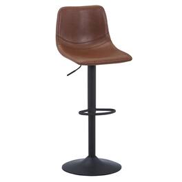 LeisureMod - Tilbury Modern Adjustable Bar Stool with Footrest, 360-Degree Swivel Hydraulic Counter Height Stool - Light Brown