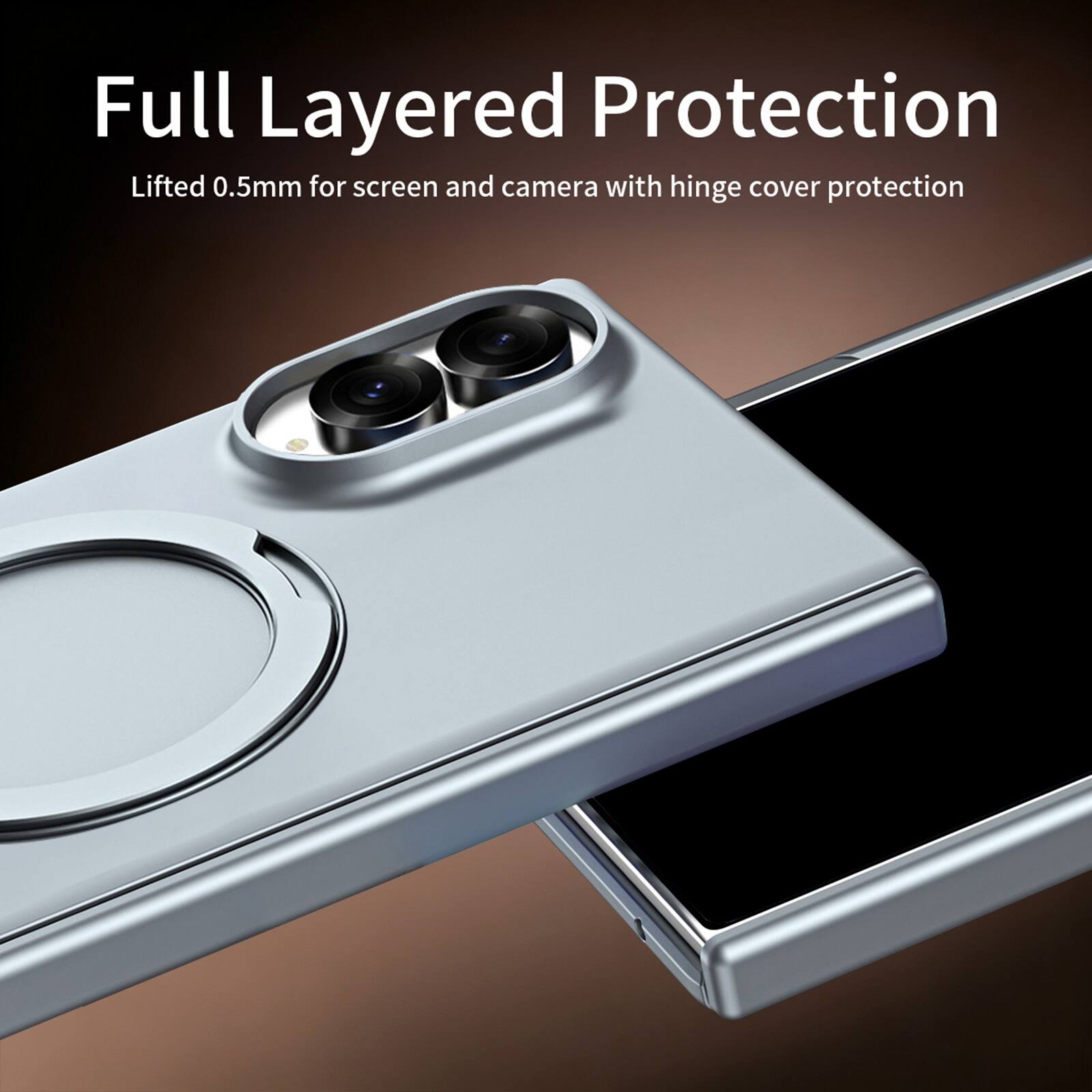 Full Layered Protection  
Lifted 0.5mm for screen and camera with hinge cover protection