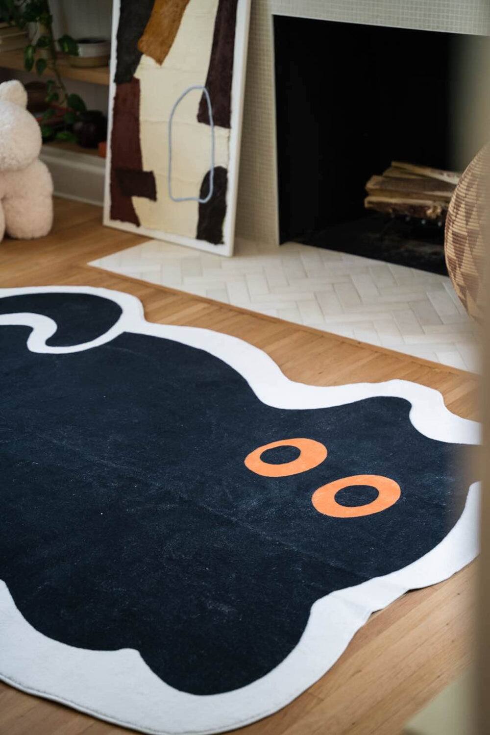 Left. Lanyspace - Lany Space Cute Black Cat Rug - Multicolor.