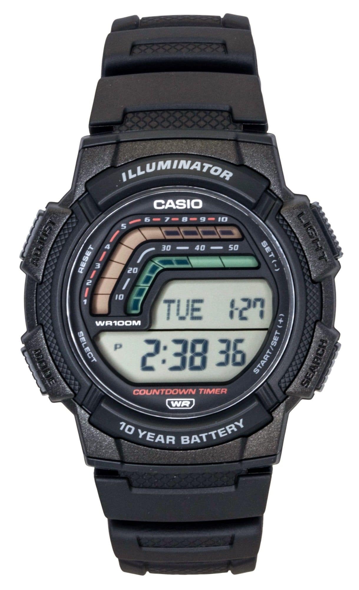 Casio - Digital Resin Strap Quartz WS-1800-1AV 100M Men's Watch - Black