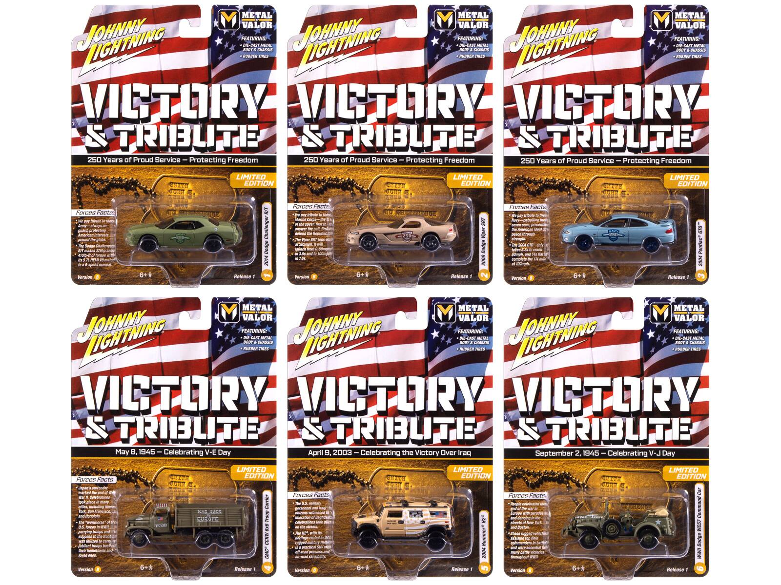 """Military"" Set B of 6 pieces 2025 Release 1 Limited Edition 1/64 Diecast Models by Johnny Lightning" price history on PriceWatchPro