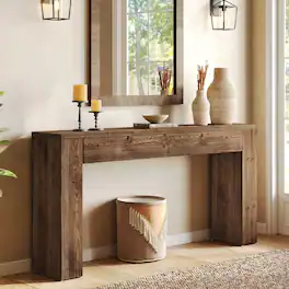 Tribesigns - Solid Wood Console Table with Drawer Storage and Rectangular Top for Entryway, Hallway and Living Room - Brown