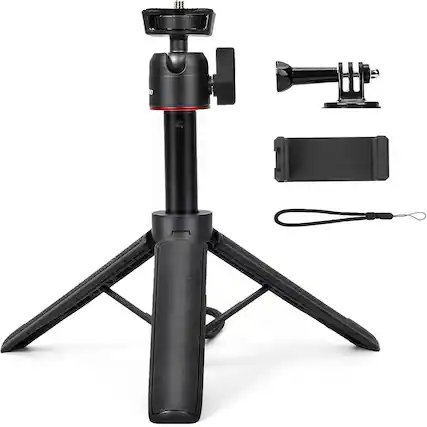 Front. Schertz - Extendable Mini Tripod 8–23.6", 360° Ball Head for GoPro Hero, DJI Osmo Pocket & Action Cameras.