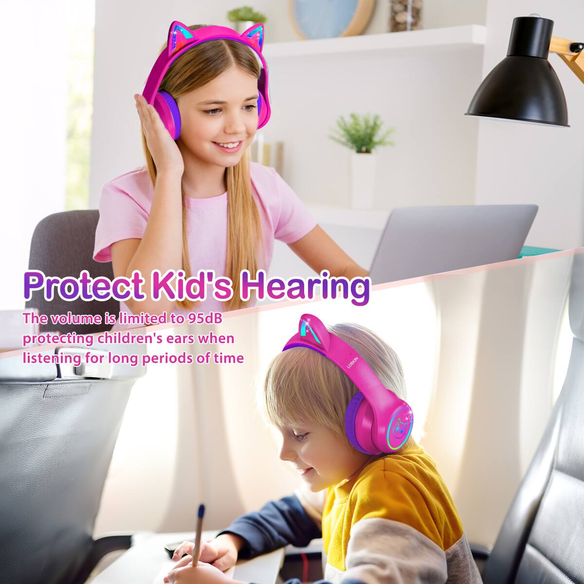 Protect Kid's Hearing  
The volume is limited to 95dB protecting children's ears when listening for long periods of time