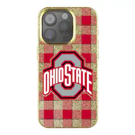 Keyscaper - NCAA - Ohio State Buckeyes Plaid Bling iPhone Case - 15 - Gold
