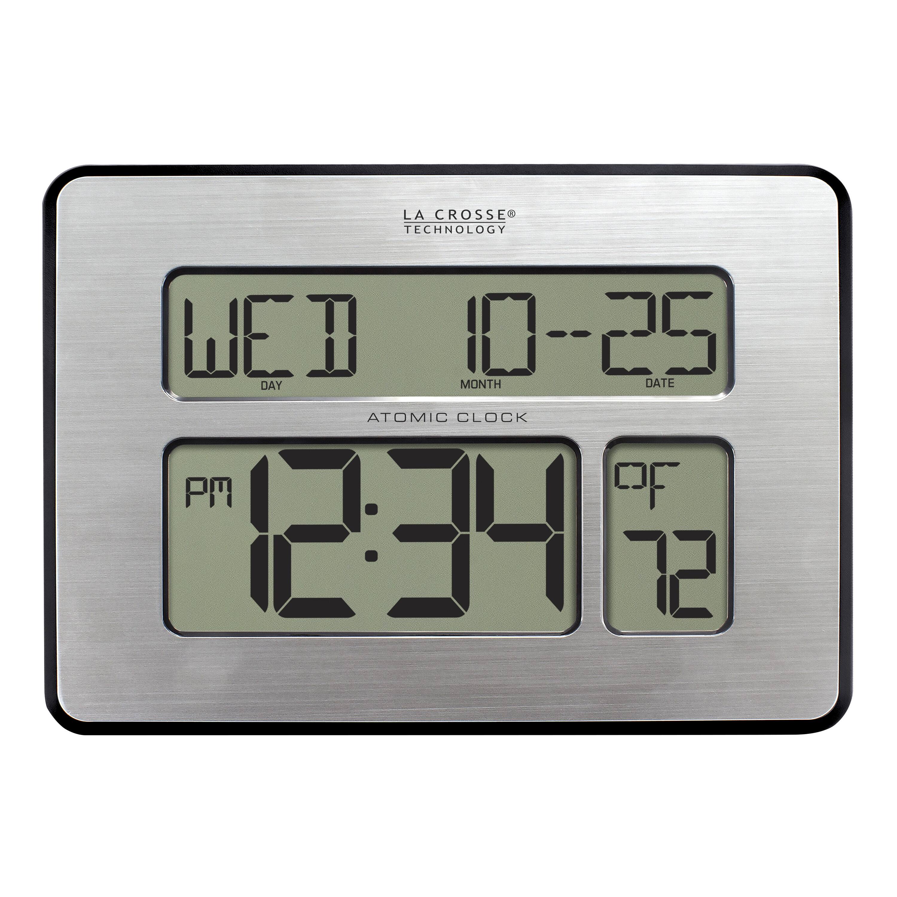 LA CROSSE TECHNOLOGY  
ATOMIC CLOCK  

WED  
DAY  

10-25  
MONTH DATE  

12:34  
PM  

OF  
72
