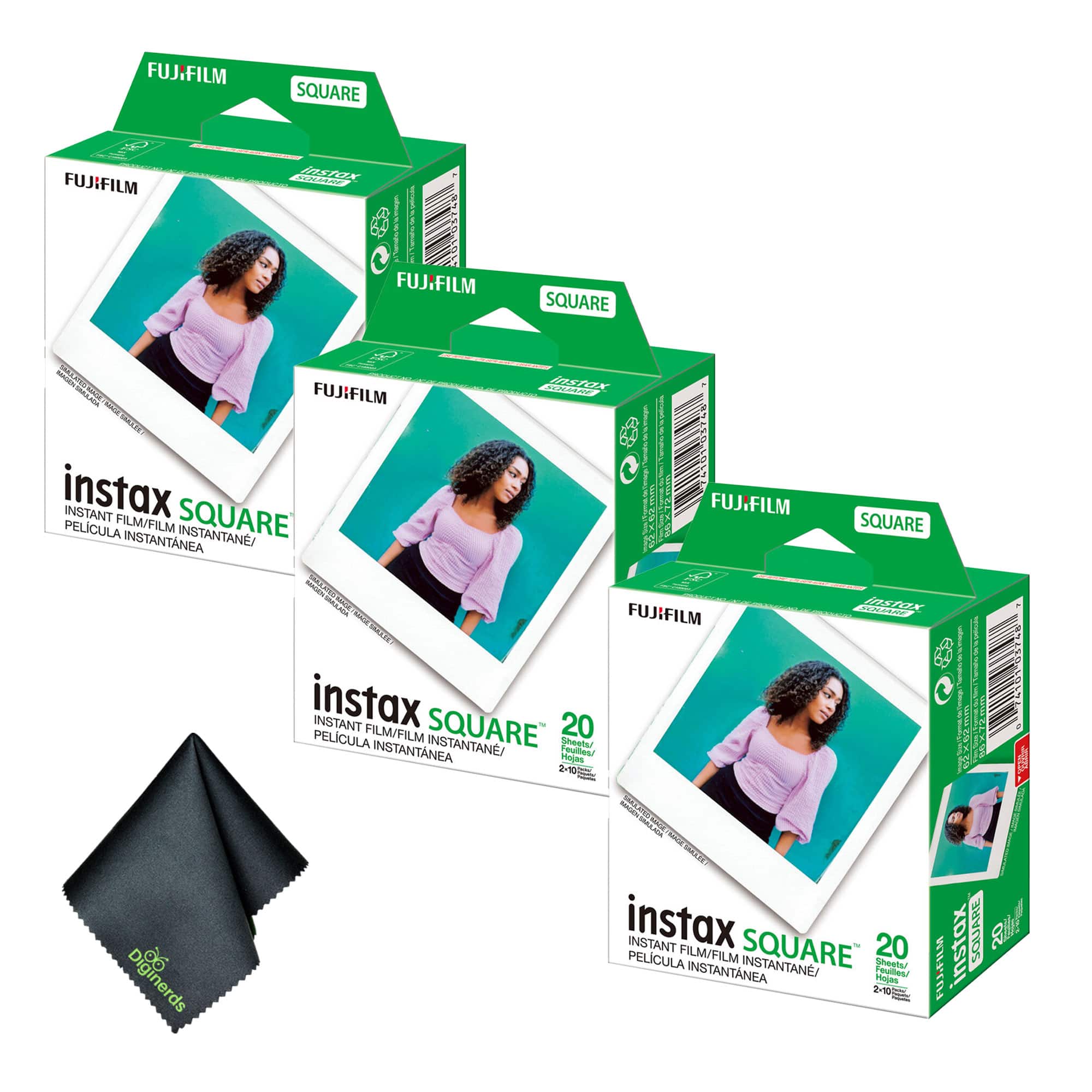 Fujifilm - instax SQUARE Instant Film (60 Exposures) + Microfiber Cleaning Cloth price history on PriceWatchPro