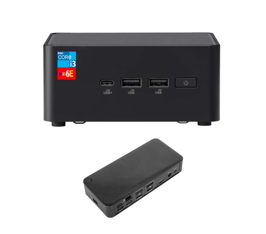 ASUS - NUC 14 Pro Mini Desktop (Intel Core 3 100U, 32GB DDR5, 2TB PCIe SSD, Intel Graphics, Win 11 Pro) - Black