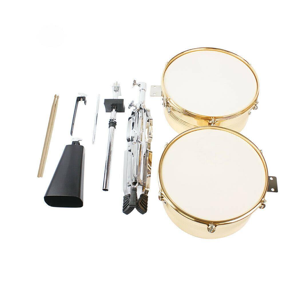 Angle. Winado - Professional Timbales 13" & 14" Drum Set Latin Percussion + Stand Cowbell.