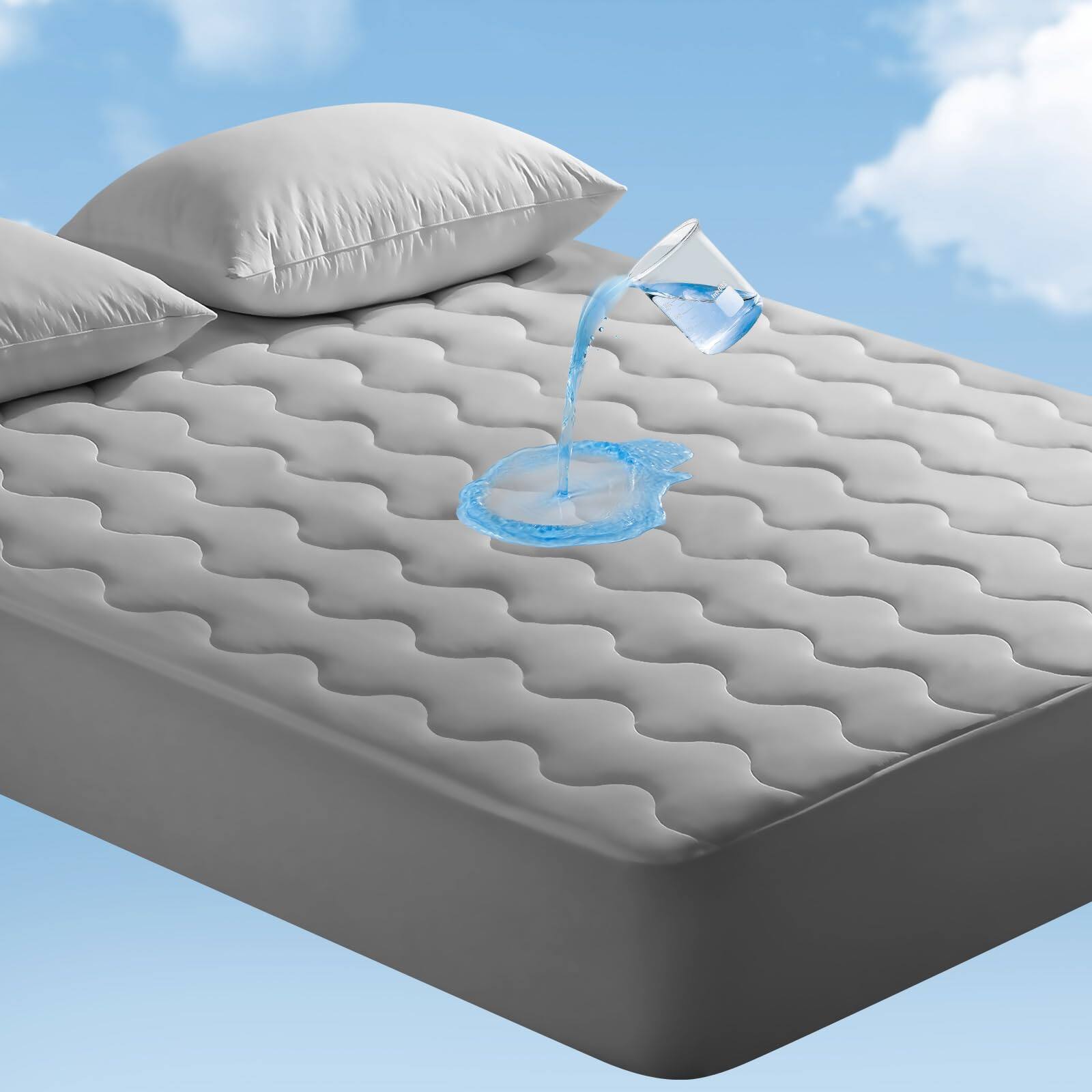 Front. Comfort Essence - Queen Mattress Pad For Hot Sleepers Waterproof Cold Topper With Trisupport 3d Tech Balanced Support Enhanced - Gray.