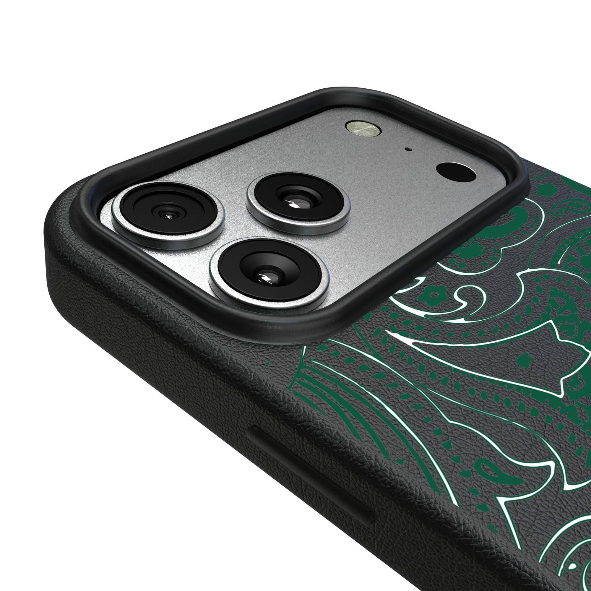 Alt View 2. Keyscaper - Paisley iPhone Magnetic Bump Case - 16 Pro - Black.