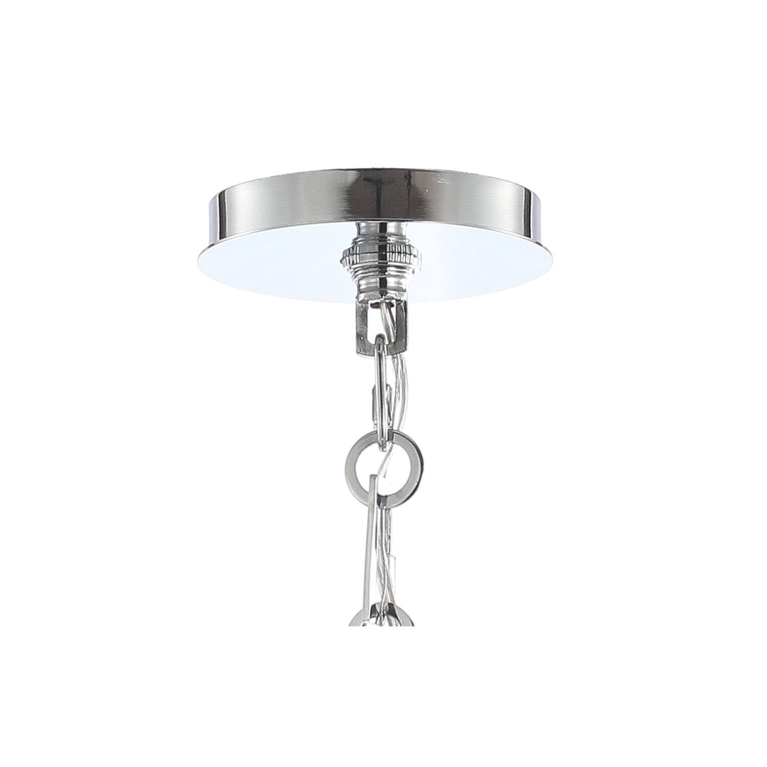 Alt View 4. Jonathan Y - Coquille 4-Light 20" Adjustable Scalloped Shade Metal LED Pendant, Chrome/White - Chrome/White.