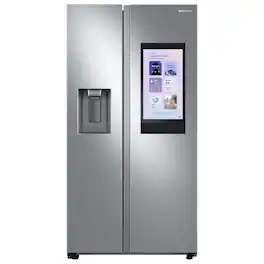 Samsung - 36 in. Wide 21.5 cu. ft. Side-by-Side Counter Depth Smart Refrigerator with 21.5" Touch-Screen Family Hub - Stainless Steel