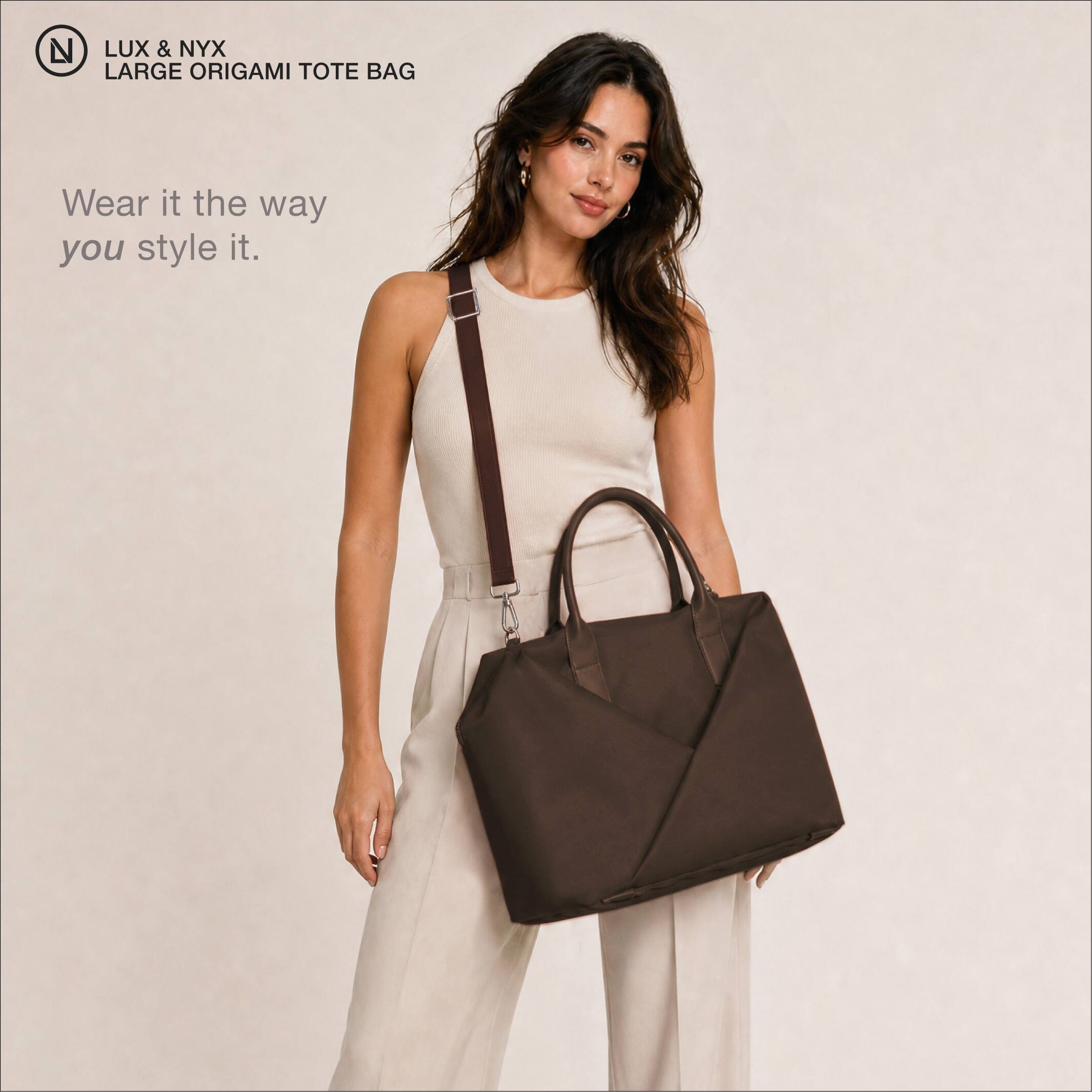 LUX & NYX LARGE ORIGAMI TOTE BAG

Wear it the way you style it.
