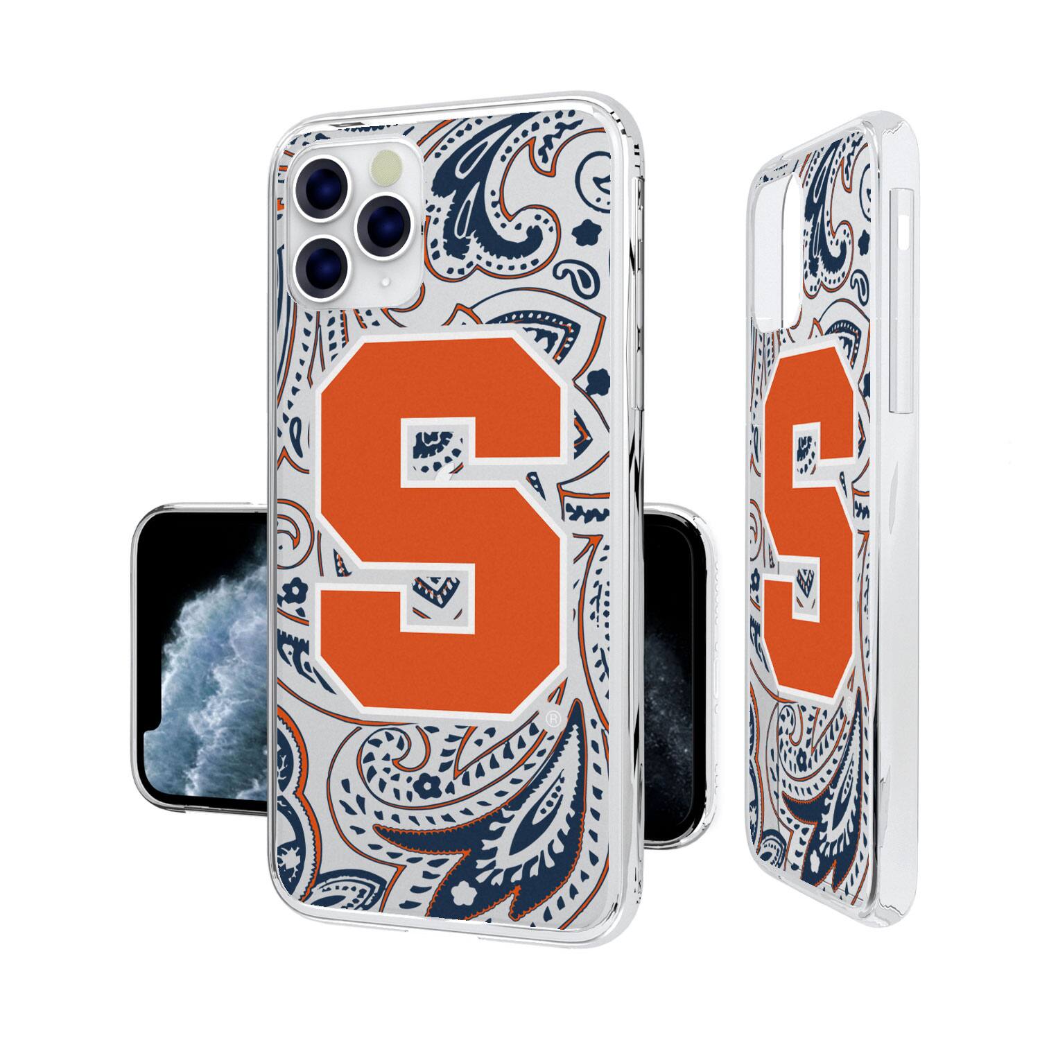 Alt View 3. Keyscaper - Syracuse Orange iPhone Paisley Design Clear Case - 12 mini - Multicolor.