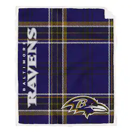 Pegasus - Baltimore Ravens 50" x 60" Playmaker Plaid Ultra Cozy Sherpa Throw - Multicolor