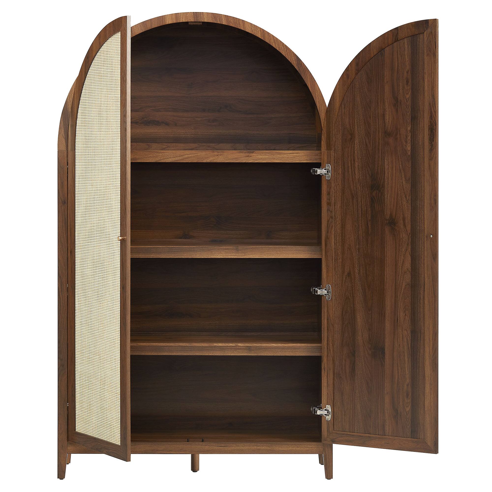 Alt View 4. Modway - Calista 79" Tall Wide Rattan Arched Storage Cabinet by Modway - Walnut.