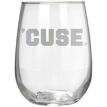 Front. Great American Products - Syracuse Orange Etched 17oz. Rally Cry Stemless Wine Glass - Multicolor.