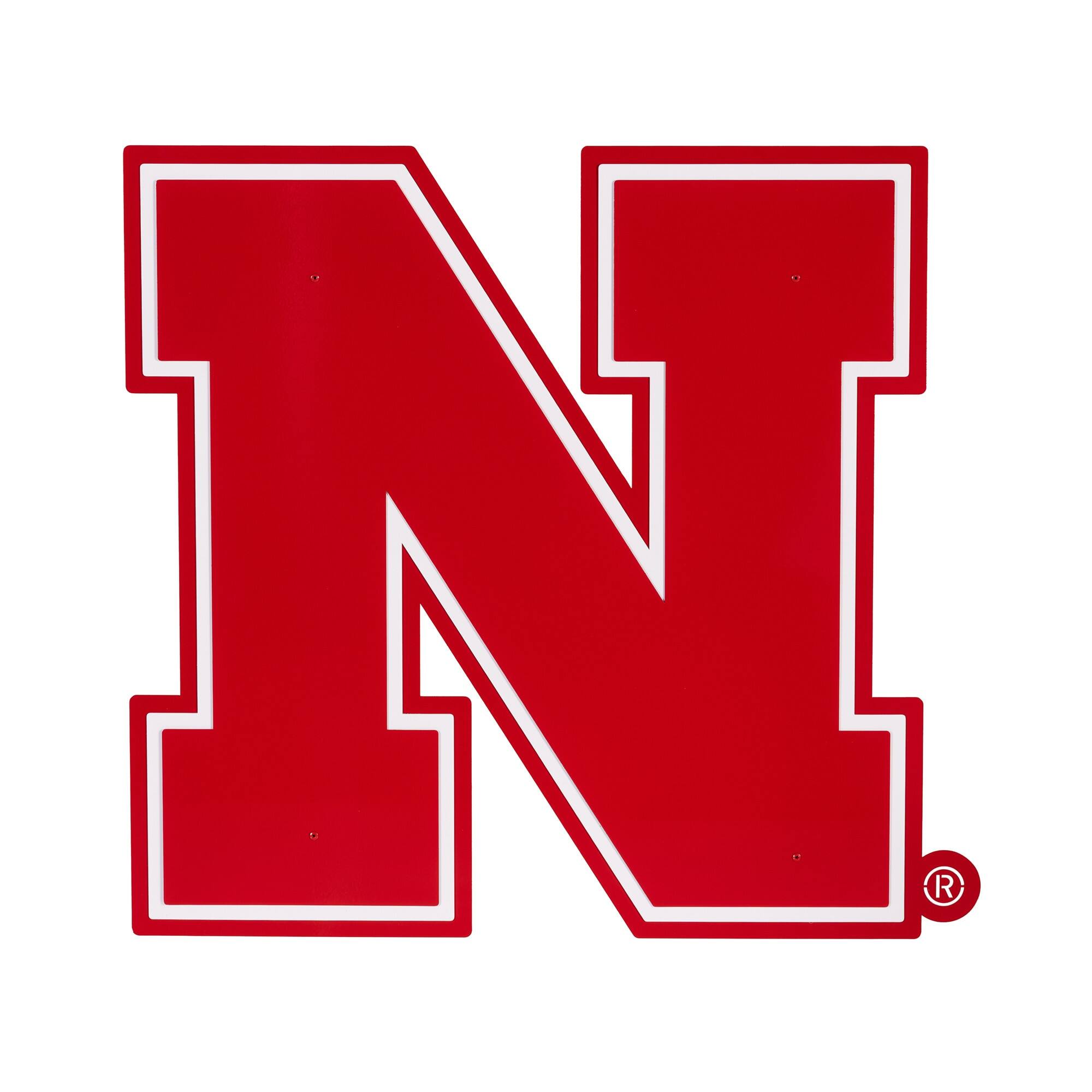 Front. Evergreen Enterprises - Nebraska Huskers 23" Layered Metal Wall Art Sign - Multicolor.