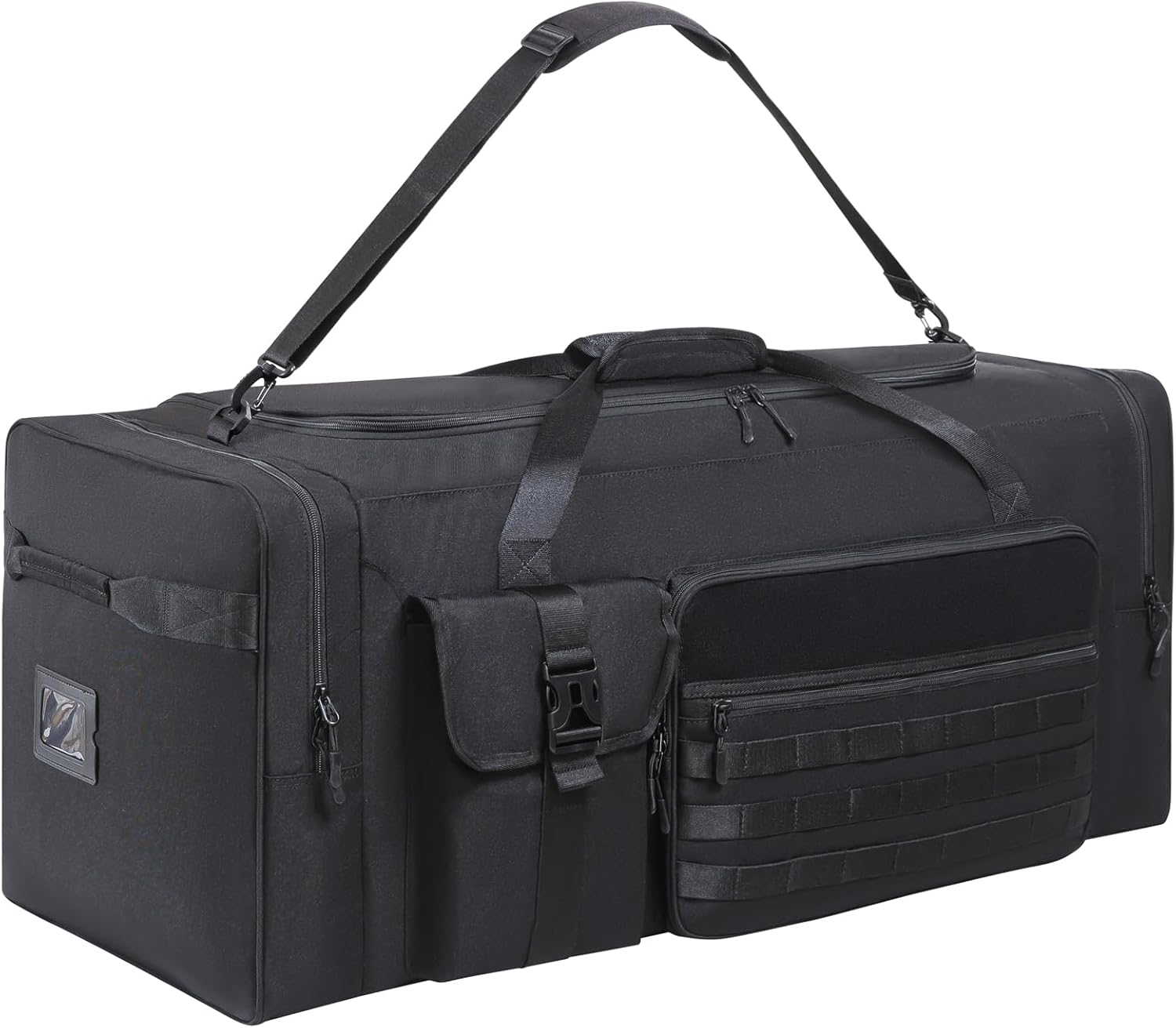 Front. Vulpecula Spade - 130L Extra Large 36" Heavy Duty Sports Gym and Travel Duffel Bag - Black.