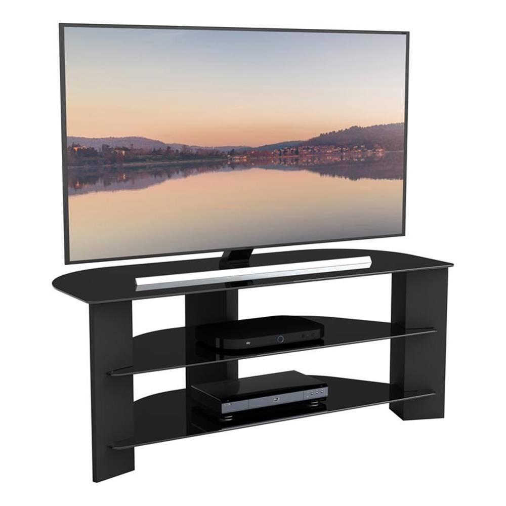 Alt View 3. AVF - Transitional Wood and Glass Vico TV Stand for TVs up to 55" - Black.