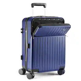 Sugift - Modern 20″ Carry On Luggage with Front Pocket, TSA Lock, Spinner Wheels, and Organized Interior - Navy