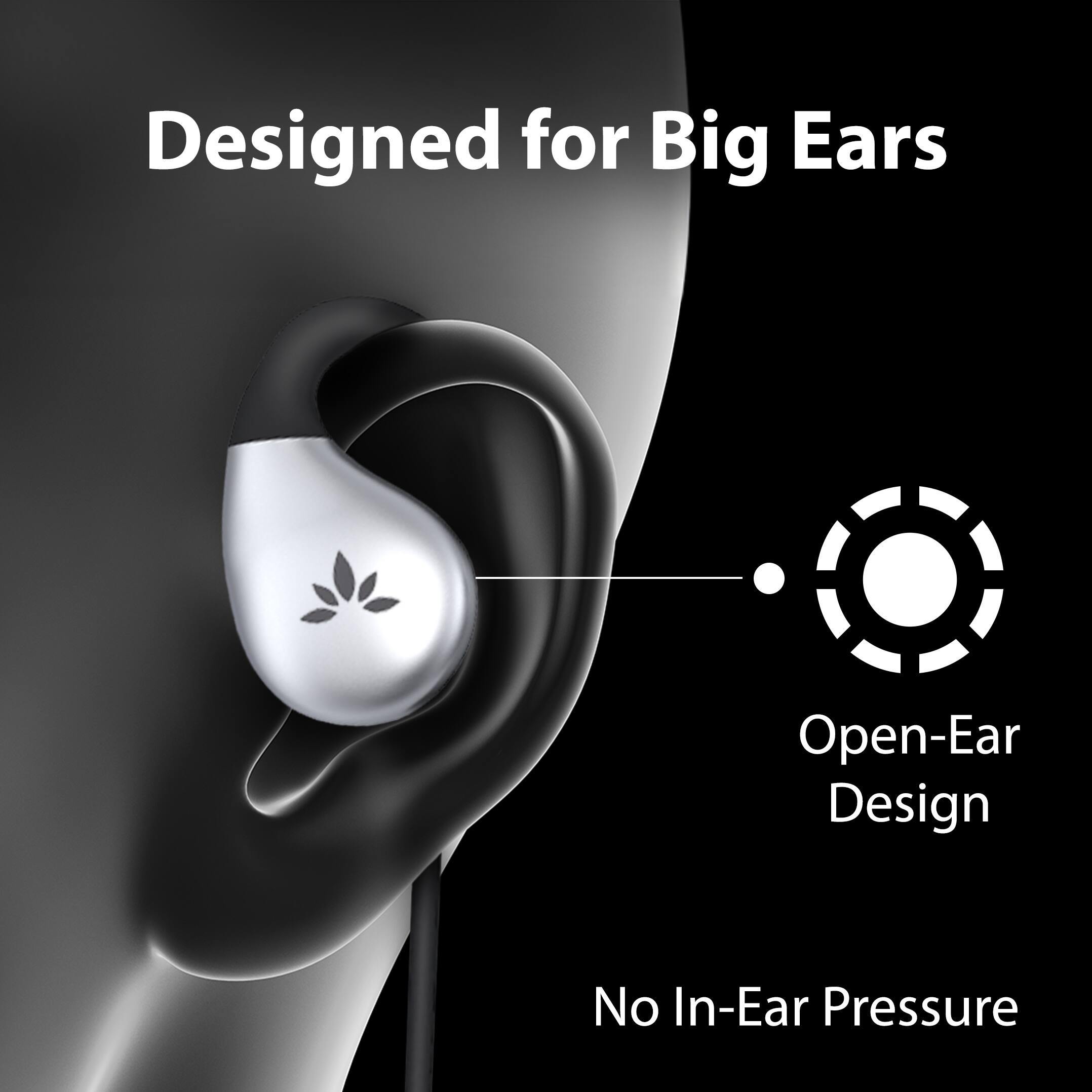 Designed for Big Ears

Open-Ear Design

No In-Ear Pressure