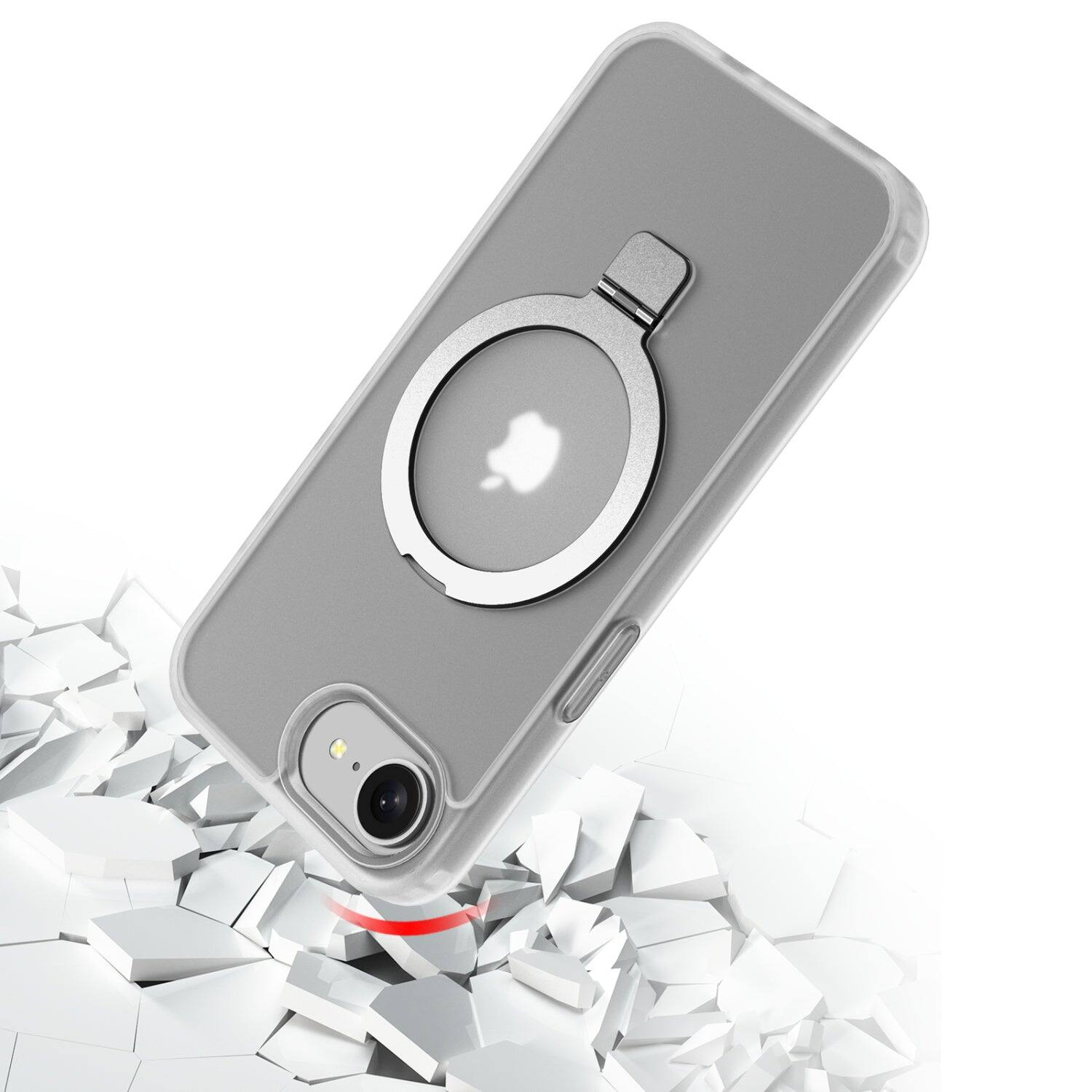 Alt View 2. Mybat Pro - MyBat Pro Shade Series Case w/ MagSafe Ring Stand for Apple iPhone 17e / 16e - White - Clear.